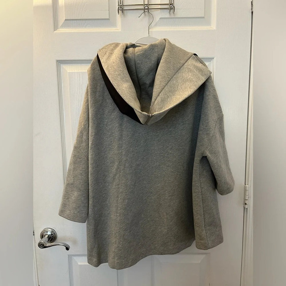COS Heather Gray Scuba Jacket Cape Detachable Hood - Picture 3 of 5